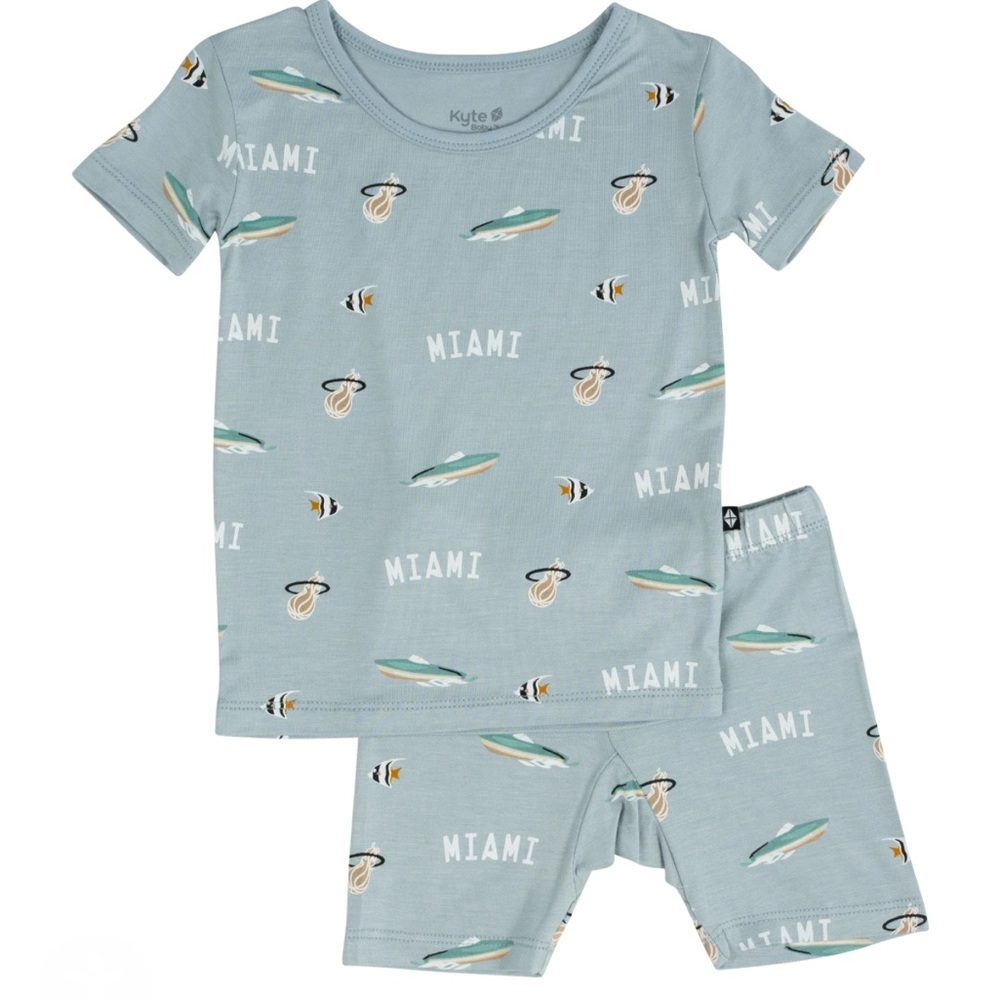Miami Heat + Kyte Baby Collaboration Short Sleeve PJ Set, Size 4T